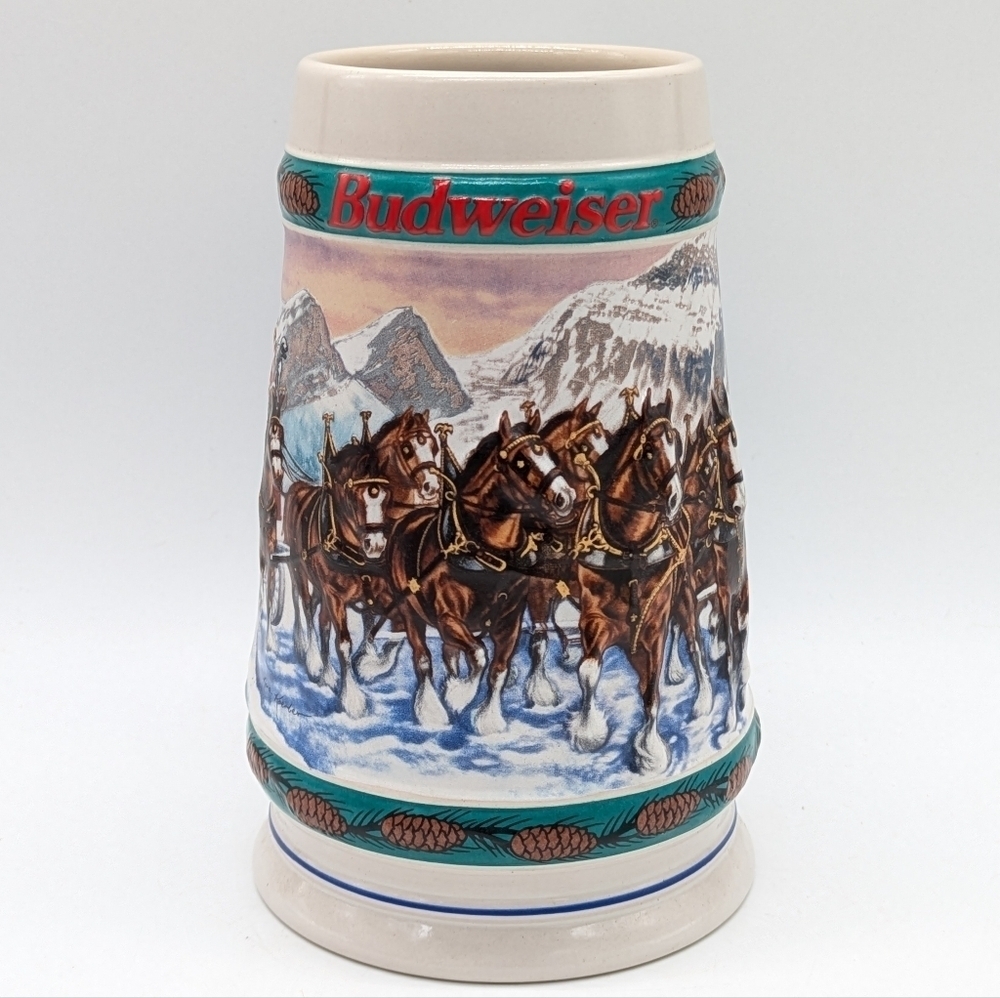 Vintage Budweiser 1993 Special Delivery Holiday Horse Beer Stein Ceramic Mug
